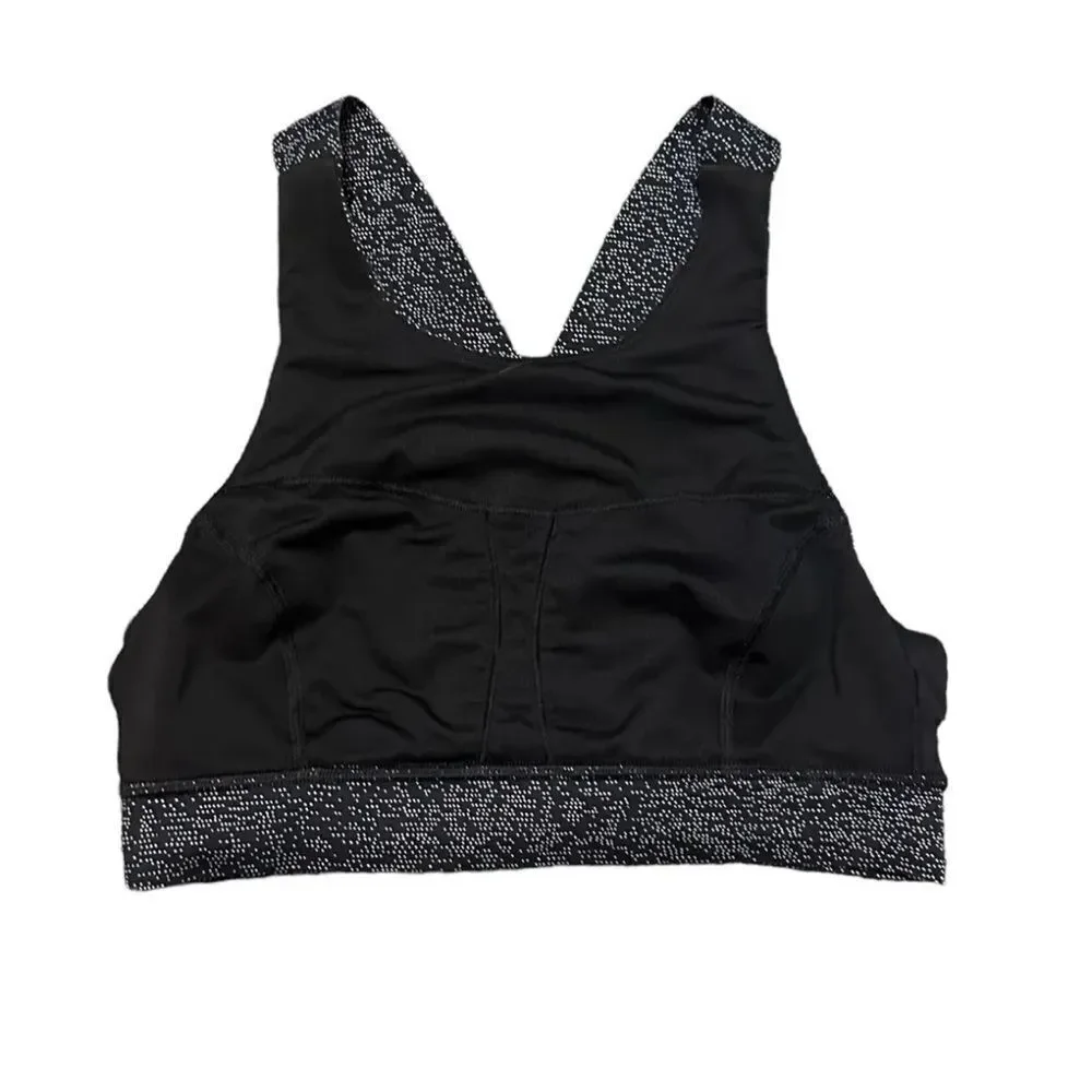 Lululemon Athletica Fast Free High Neck Razorback Gray Black Sport Bra